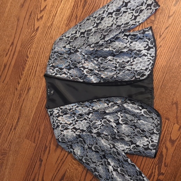 Le Bos Black/Silver Belted High-Low Fit Flare Dress With Short Jacket Sz 10 - Picture 8 of 13